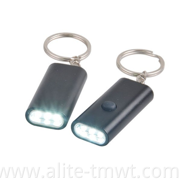 3 Bright Lights Small Size Flat Flashlight with Keychain